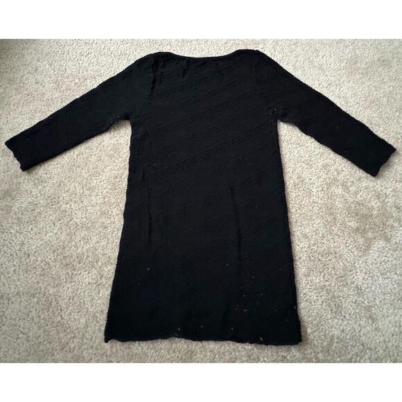 Tees by Tina Dress One Size Scoop Neck Stretchy Crinkle 3/4 Sleeve Black USA - Picture 2 of 5